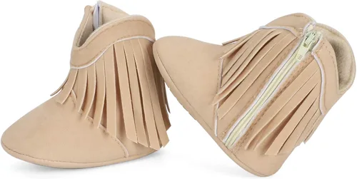 Vista 3 de ESTAMICO Botas vaqueras con borlas para bebé niña Beige