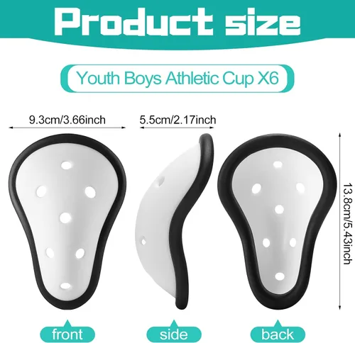 Vista 2 de Sratte 6 piezas de copa atlética protectora suave para niños de 7 a 12 años de edad, ropa interior para hombre, copa deportiva para niños, fútbol