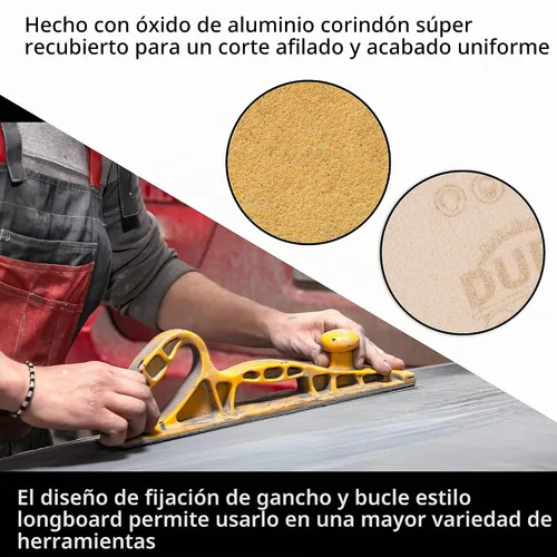 Vista 5 de Dura-Gold Premium – Oro de 40 Grano – Rollo de papel de lija continuo de Longboard con respaldo de gancho y bucle, 2-3/4 pulgadas de ancho, 12