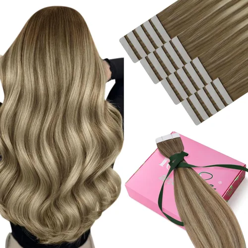 Vista 167 de YoungSee Extensiones de Cabello Humano con Cinta Balayage Extensiones de Cabello con Cinta Marrón Oscuro Extensiones de Cabello con Cinta Ombre