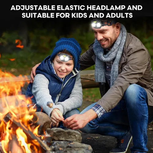Vista 6 de Linterna frontal para niños, lámpara LED con 4 modos, IPX5 impermeable para la frente, linterna de cabeza para adultos y niños al aire libre
