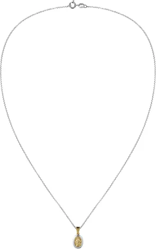 Vista 4 de AeraVida Mini collar con colgante de plata chapada en oro de dos tonos con oración milagrosa