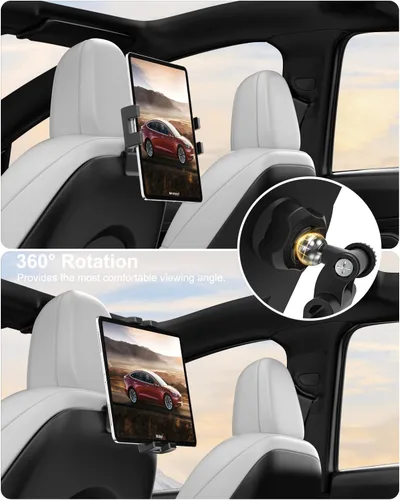 Vista 4 de Soporte para reposacabezas de tableta Tesla Model Y Model 3 Model S Model X - Soporte para tableta de asiento trasero Tesla 2025 para iPad Pro 12.9
