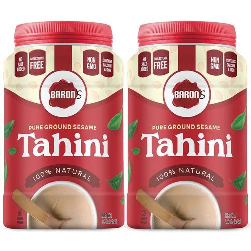 Vista 2 de Baron's Kosher 100% Pure Ground Sesame Tahini 16-ounce Jars (1 Pound (Pack of 1))