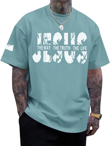 Vista 7 de Camisas de fe cristiana de Jesús para hombres, con versículo bíblico religioso, cruz religiosa, camiseta inspiradora, camisetas gráficas de gran