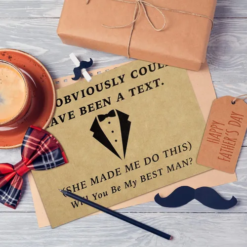 Vista 6 de Teling 8 tarjetas divertidas de propuesta de regalo para padrinos de boda, 7 tarjetas divertidas de Will You Be My Groomsman y 1 tarjeta Will You Be