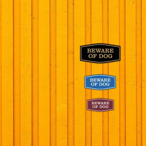 Vista 4 de All Quality Fancy Beware of Dog - Letrero de pared o puerta Material duradero Señales de seguridad para el hogar Fácil de instalar Negro/Oro