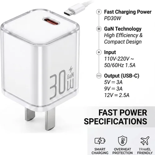 Vista 2 de IVY Kit de estación de carga inalámbrica magnética 4 en 1, almohadilla de cargador inalámbrico Qi2 de 25 W, bloque de cargador rápido GaN de 30 W