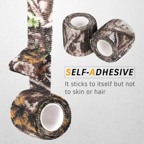 Vista 3 de 12 rollos de cinta de camuflaje de camuflaje de vendaje autoadhesivo de 2 pulgadas x 5 yardas, envoltura protectora de camuflaje autoadhesiva