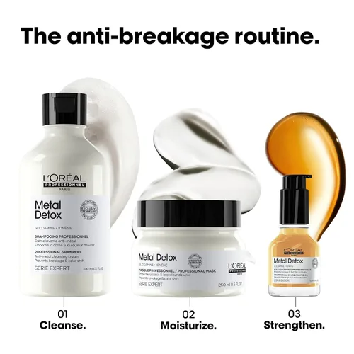 Vista 7 de L'Oréal Professionnel Paris Metal Detox Shampoo - Sulfate-Free Anti-Breakage Shampoo For Damaged or Color-Treated Hair, Detoxifies, Prevents Damage