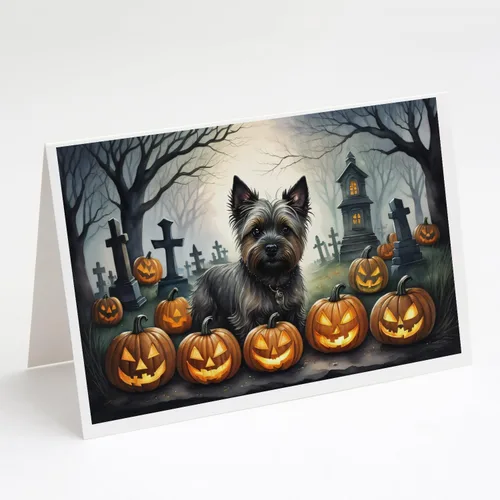 Vista 73 de Caroline's Treasures DAC2042GCA7P Golden Retriever - Tarjetas de felicitación y sobres de Halloween espeluznantes, paquete de 8 tarjetas en blanco