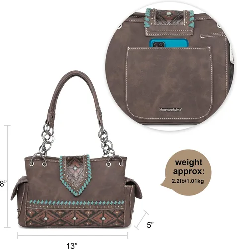 Vista 4 de Montana West Bolso de mano occidental para mujer, bolso de hombro oculto con cartera