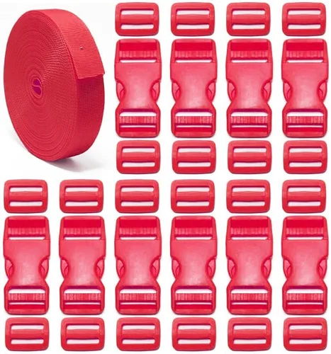 Vista 10 de 1 inch Buckle Strap Set with 10 Yards Webbing Side Release Plastic Buckle Negro