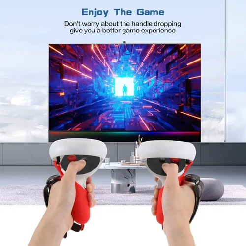 Vista 3 de VR Touch Controller Silicone Protective Grip Cover for Oculus Quest 2,Drop and Slip Resistant, with Adjustable Knuckle Strap and Joystick Cap Covers
