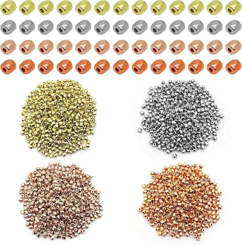 Vista 17 de 1000 cuentas espaciadoras redondas planas para manualidades, cuentas de disco de 5 colores para hacer joyas, pulseras, collares, aretes y 1000pcs; 5