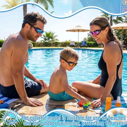 Vista 5 de Konohan Paquete de 10 gafas de natación a granel para niños y adultos, gafas de piscina antivaho de silicona sin fugas, gafas de natación