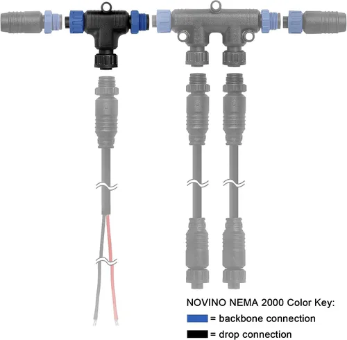 Vista 4 de NMEA 2000 T-Connector compatible con Garmin Lowrance Simrad B&G y Navico Networks, NMEA 2000 (N2k) (Tee) T-Connector