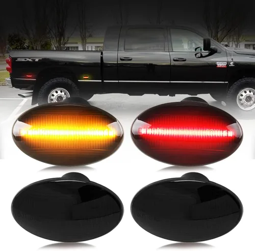 Vista 7 de D-Lumina Conjunto de Luces Marcadoras Laterales LED Ámbar y Rojo para Fo-rd F350 F450 F550 Super Duty 1999-2010 Guardabarros de Cama Dually, Lámpara