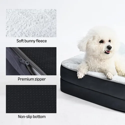 Vista 3 de Amazon Basics Cama lavable en forma de L para perros grandes, sofá cama antideslizante para mascotas para perros de interior, cama jaula, 42 x 30 x