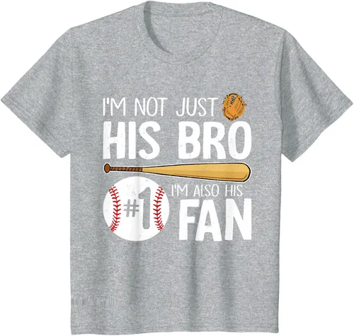 Vista 59 de Camiseta Baseball Brother I'm Not Just His Bro I'm His Number One Fan, Negro