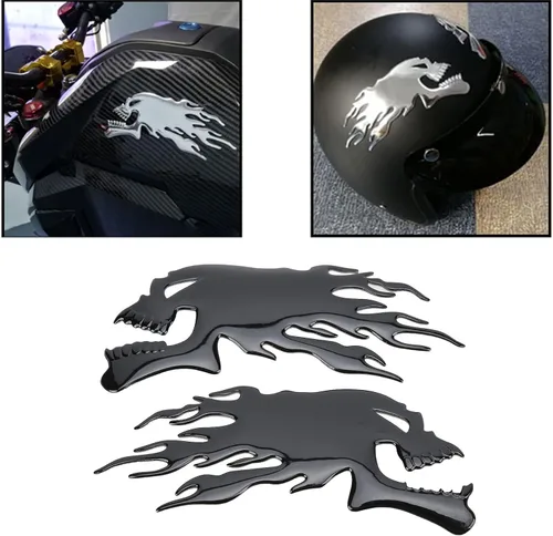 Vista 6 de Adhesivo para tanque de combustible, 2 unidades, plástico flexible, elegante, impermeable, para tanque de gasolina, 3D, universal, decoración
