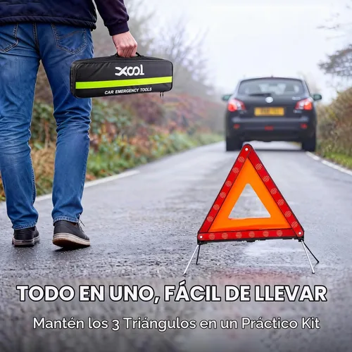 Vista 7 de XOOL Triángulo de advertencia triángulo de advertencia de emergencia Reflector Triángulo Triángulo Kit de triángulo de seguridad adecuado