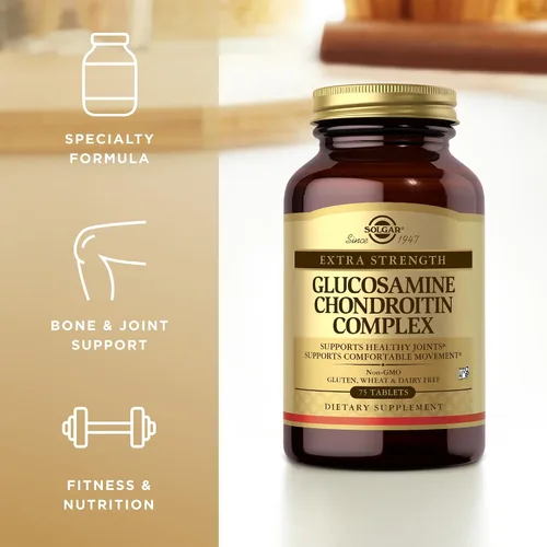 Vista 4 de Solgar Complejo de glucosamina condroitina extra fuerte, 75 tabletas