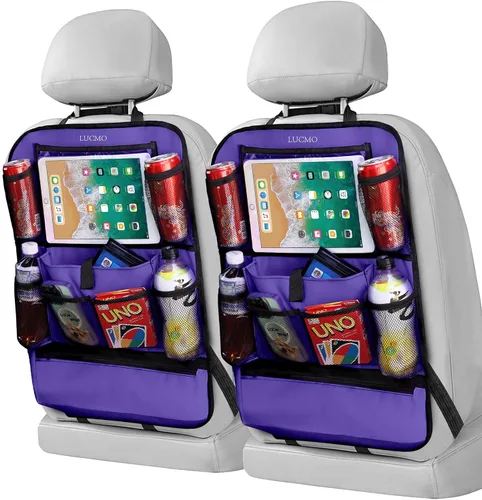 Vista 21 de LUCMO Organizador de asiento trasero de coche con soporte para tableta - 2 piezas, organizador de almacenamiento de coche con 6 bolsillos