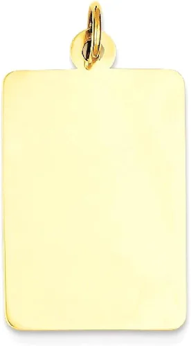 Vista 8 de Collar de oro amarillo de 14 quilates, calibre .013, rectangular, con dije de disco grabable, joyería fina para mujeres, regalos para ella, Oro