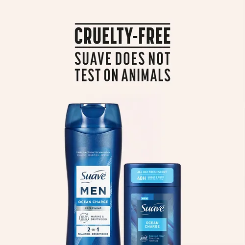 Vista 8 de Suave Champú y acondicionador 2 en 1 para hombre, Ocean Charge + desodorante antitranspirante para hombres, Ocean Charge, protección contra el sudor