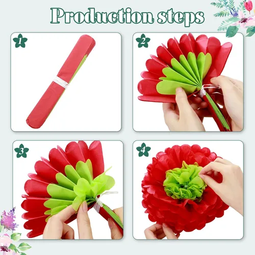 Vista 4 de Tallew 18 piezas de papel mexicano flores de papel de seda coloridas para fiesta mexicana primavera floral telón de fondo de fiesta de baby shower