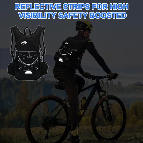 Vista 6 de Mochila de hidratación de 20 L, ligera, transpirable, con bolsa de agua de 2 L, correas ajustables para el pecho, chaleco de hidratación