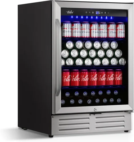 Vista 24 de 35.42" W Commercial Under Counter Beverage Refrigerator, 2 Glass Door Back Bar Cooler, Built-in/Freestanding 7.4Cuft Drink Fridge with LED Light