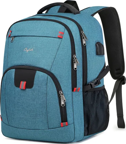 Vista 10 de Mochila para portátil de 17.3 pulgadas, mochila grande para computadora con puerto de carga USB, mochila resistente al agua y resistente