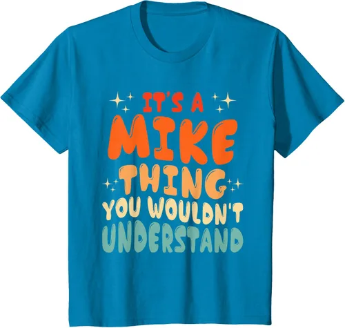 Vista 49 de Camiseta retro de los años 80 con texto en inglés "It's A Mike Thing You Wouldn't Understand", Negro