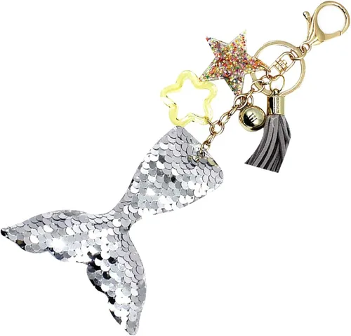 Vista 2 de Llaveros reversibles con lentejuelas con purpurina para cola de sirena regalos de fiesta para mujer accesorios brillantes