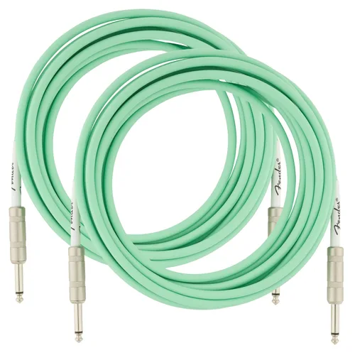 Vista 14 de Fender Cable de instrumentos de lujo de 10 pies, ángulo recto, tweed negro, paquete de 2