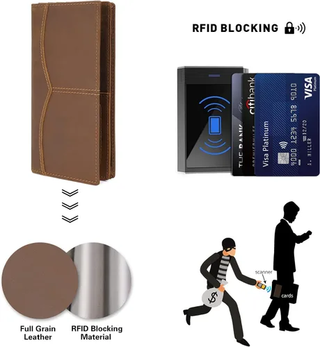 Vista 4 de Polare - Cartera larga y plegable de piel de vaca para hombre