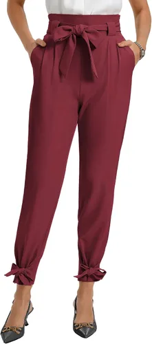 Vista 2 de GRACE KARIN - Pantalón deportivo tipo lápiz para mujer, diseño informal de tiro alto para el trabajo, con lazo y bolsillos