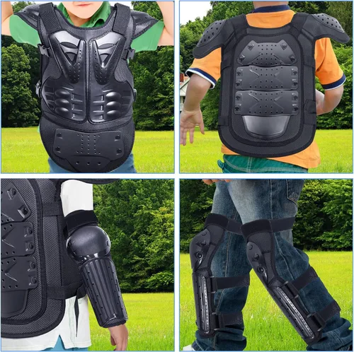 Vista 6 de StarknightMT Traje de armadura de motocicleta para niños actualizado, juego de protección para moto de cross para adolescentes, equipo de moto