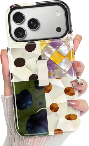 Vista 207 de KANGHAR Compatible con iPhone 17 Pro Case Spot Pattern - Negro Mancha rosada negra