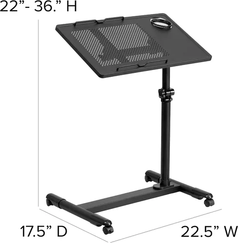 Vista 3 de Flash Furniture Macon - Escritorio para computadora móvil de acero de altura ajustable