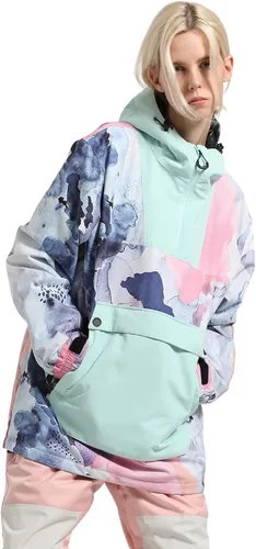 Vista 21 de GSOU SNOW - Chaqueta de esquí para mujer, abrigo de nieve, impermeable, cortavientos, chaqueta de snowboard, aislada, cálida, para invierno