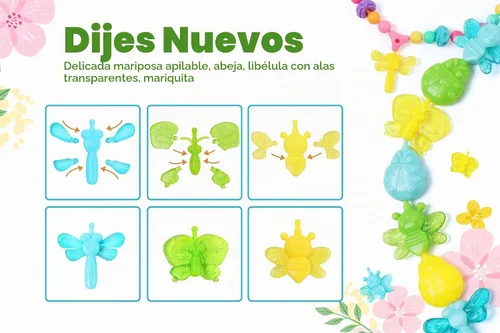 Vista 3 de BIRANCO. Juego de cuentas de lujo con más de 350 cuentas pop que incluye mariposa, abeja, libélula con alas transparentes y kit de fabricación