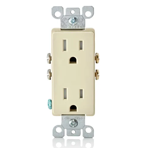 Vista 9 de Leviton 15 Amp Decora Receptáculo de pared doble resistente a manipulaciones, T5325-E, Negro
