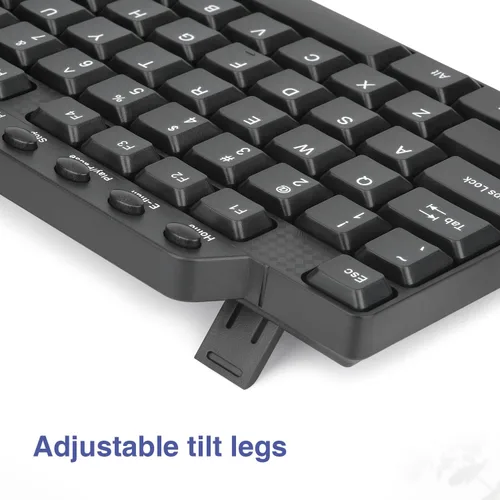 Vista 4 de Rii RK203 - Juego combinado de teclado y teclado básico con cable USB de tamaño ultra completo con teclado con teclado numérico para computadora