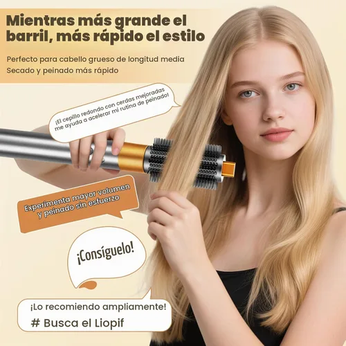 Vista 3 de Cepillo voluminizador redondo mejorado compatible con accesorios Dyson Airwrap, accesorios para el cabello de cepillo redondo compatibles