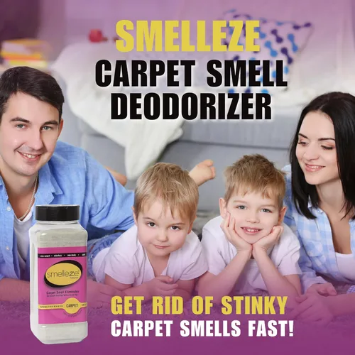 Vista 2 de SMELLEZE Desodorizador natural para eliminar olores de alfombras: 2 lb. El polvo elimina los compuestos orgánicos volátiles para alfombras