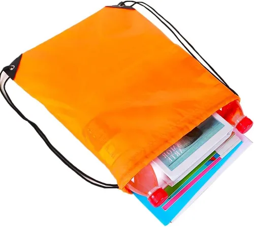 Vista 4 de CODOBON Mochila con cordón a granel Draw String Bags Cinch Bolsa de poliéster para deporte de gimnasio, Naranja, Classic