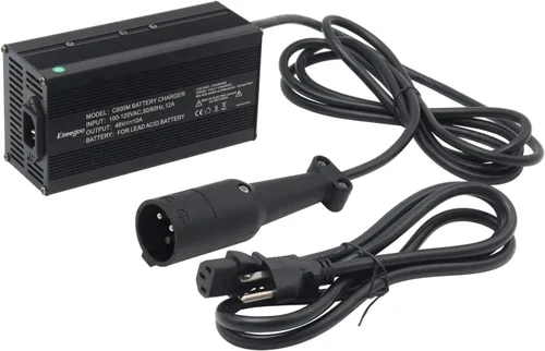 Vista 2 de Cargador de batería de 48 voltios y 10 amperios compatible con Club Car para carros de golf de 48 voltios con enchufe redondo de 3 pines